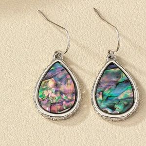 Abalone teardrop hook earrings  NWT  Fast Ship. Beautiful.